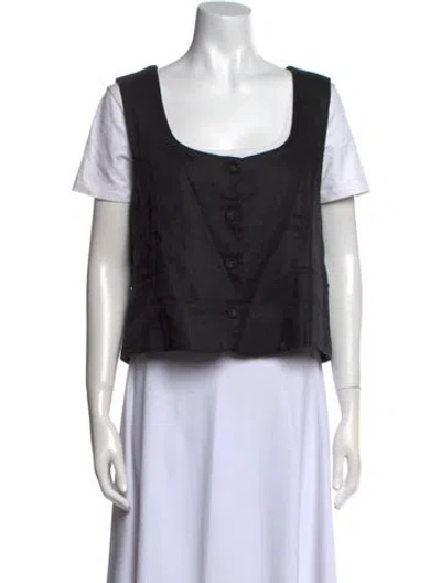 Pre-owned Dissh Linen Square Neckline Crop Top In Black