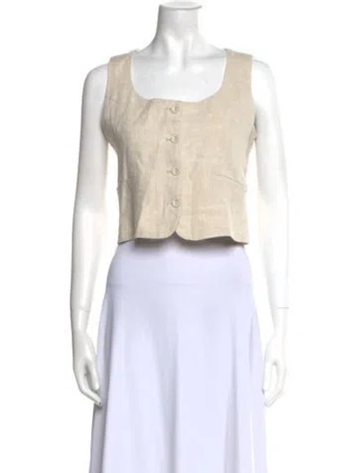 Pre-owned Dissh Linen Square Neckline Crop Top In Neutral