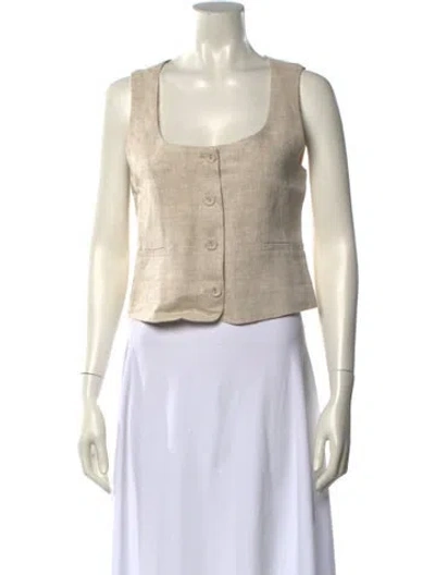 Pre-owned Dissh Linen Square Neckline Crop Top In Neutral