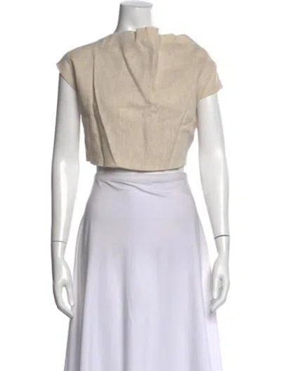 Pre-owned Dissh Linen Square Neckline Crop Top In Neutral