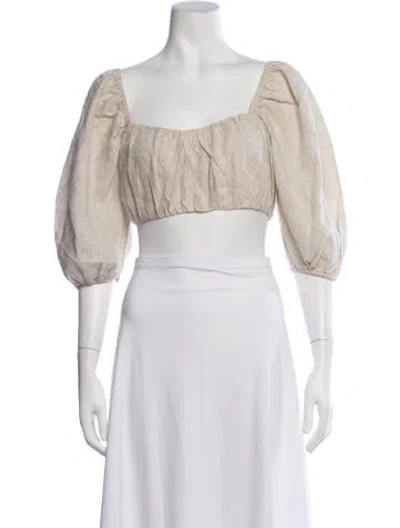 Pre-owned Dissh Linen Square Neckline Crop Top In Neutrals