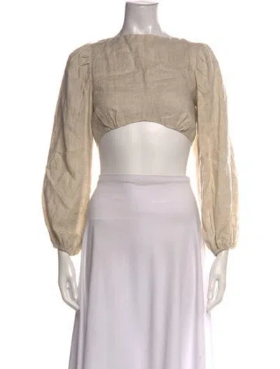Pre-owned Dissh Linen Square Neckline Crop Top W/ Tags In Neutral