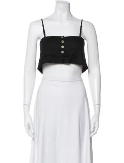 Pre-owned Dissh Linen Square Neckline Crop Top In White