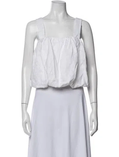 Pre-owned Dissh Linen Square Neckline Crop Top In White