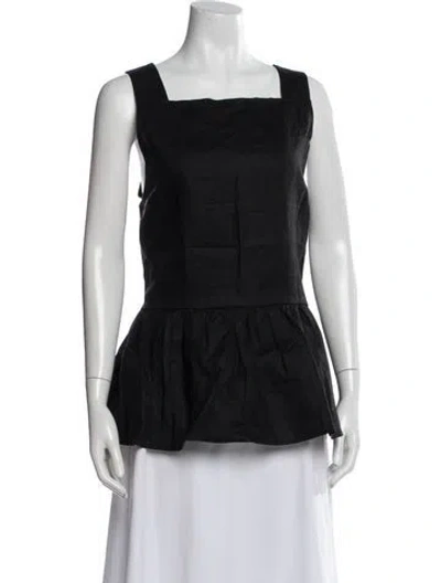 Pre-owned Dissh Linen Square Neckline Top In Black