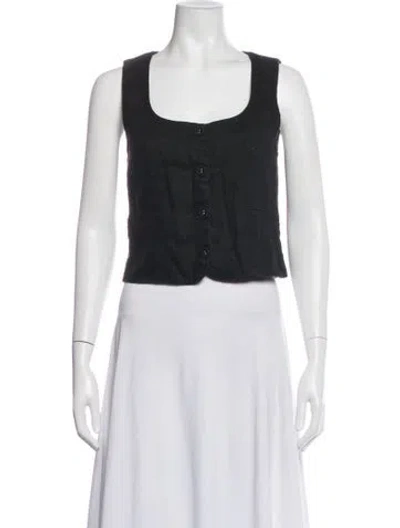 Pre-owned Dissh Linen Square Neckline Top In Black