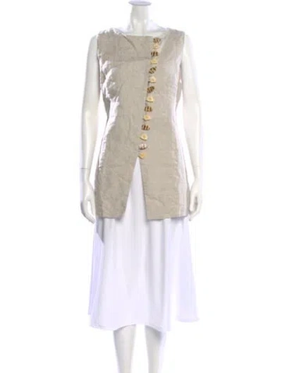 Pre-owned Dissh Linen Square Neckline Top In Neutral