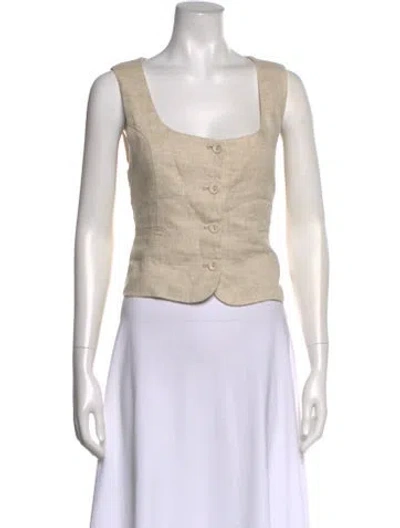 Pre-owned Dissh Linen Square Neckline Top In Neutral