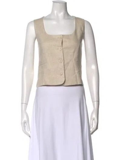 Pre-owned Dissh Linen Square Neckline Top In Neutral