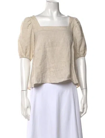 Pre-owned Dissh Linen Square Neckline Top In Neutrals
