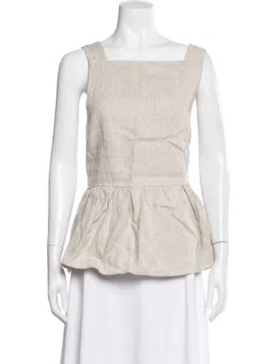 Pre-owned Dissh Linen Square Neckline Top W/ Tags In Neutral