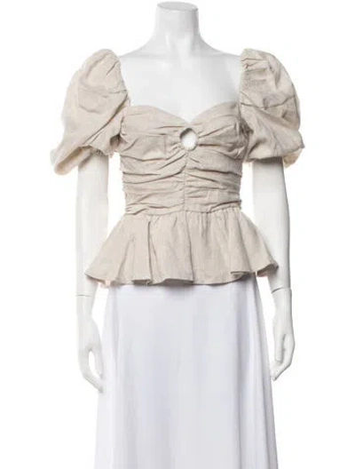 Pre-owned Dissh Linen Square Neckline Top W/ Tags In Neutrals