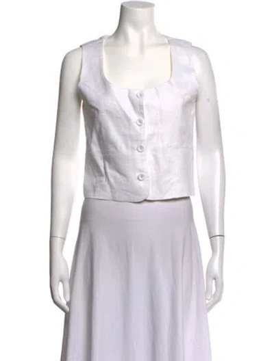 Pre-owned Dissh Linen Square Neckline Top In White