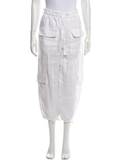 Pre-owned Dissh Linen Straight Leg Pants In White