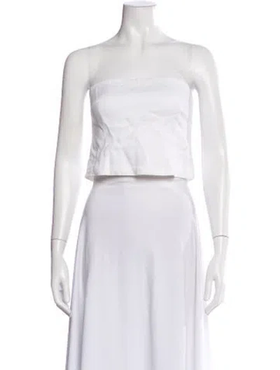Pre-owned Dissh Linen Strapless Crop Top In Neutral
