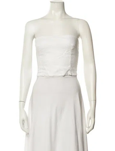 Pre-owned Dissh Linen Strapless Crop Top In Neutrals