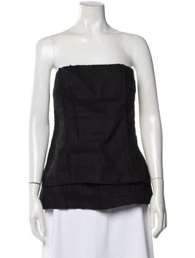 Pre-owned Dissh Linen Strapless Top In Black