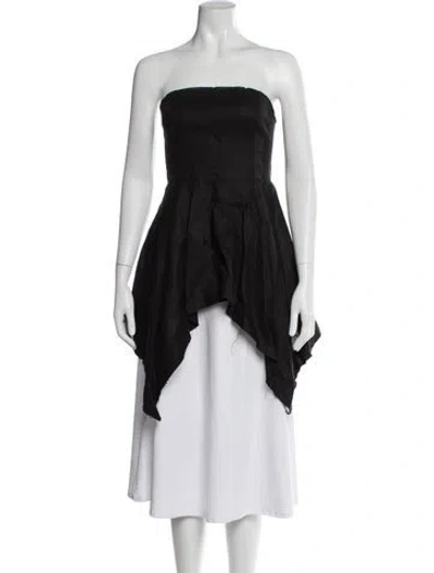 Pre-owned Dissh Linen Strapless Top In Black