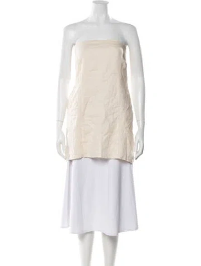 Pre-owned Dissh Linen Strapless Top In Neutral