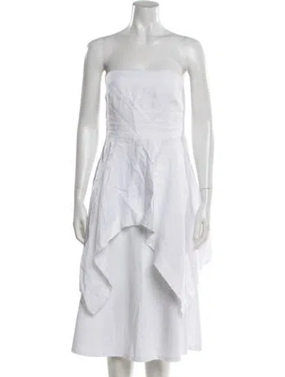 Pre-owned Dissh Linen Strapless Top In White