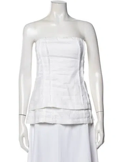 Pre-owned Dissh Linen Strapless Top In White