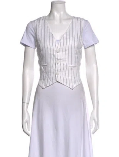Pre-owned Dissh Linen Striped Button-up Top In White