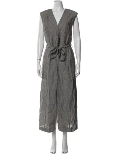 Pre-owned Dissh Linen Striped Coat In Gray