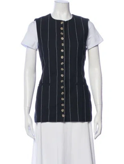 Pre-owned Dissh Linen Striped Vest In Blue