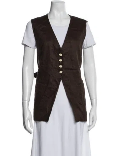 Pre-owned Dissh Linen Vest In Brown