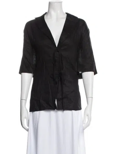 Pre-owned Dissh Linen V-neck Blouse In Black