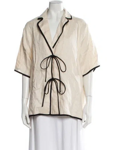 Pre-owned Dissh Linen V-neck Blouse In Neutral