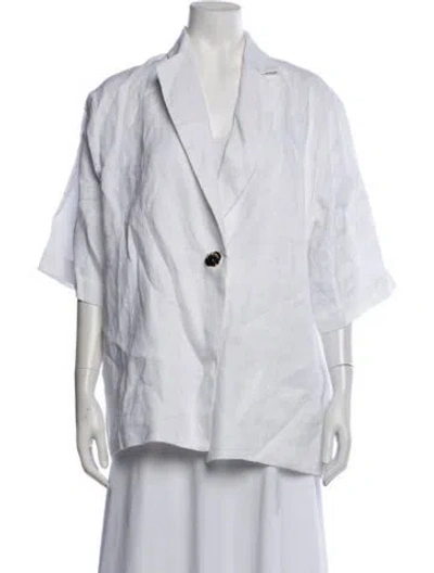 Pre-owned Dissh Linen V-neck Button-up Top W/ Tags In White