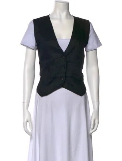 Pre-owned Dissh Linen V-neck Crop Top In Black