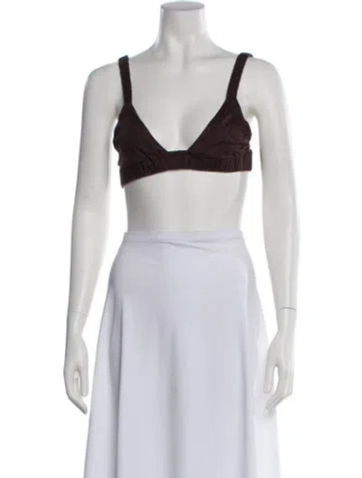 Pre-owned Dissh Linen V-neck Crop Top In Neutral