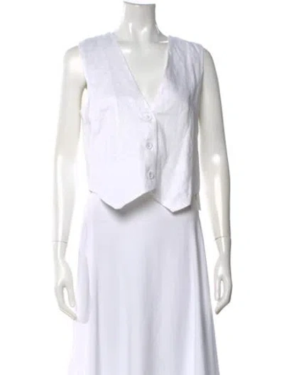 Pre-owned Dissh Linen V-neck Crop Top W/ Tags In White
