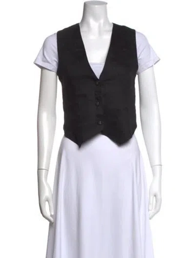 Pre-owned Dissh Linen V-neck Top In Black
