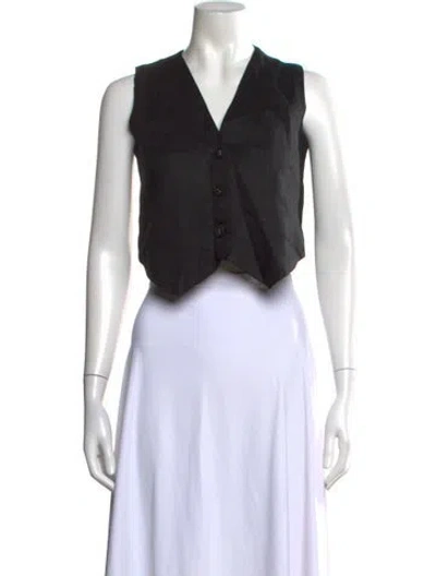 Pre-owned Dissh Linen V-neck Top In Black