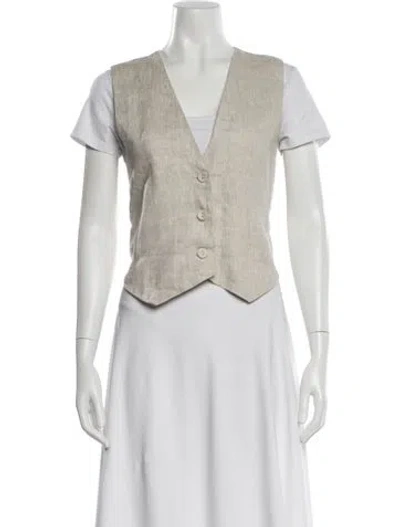 Pre-owned Dissh Linen V-neck Top In Neutral