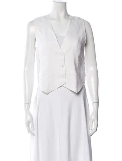 Pre-owned Dissh Linen V-neck Top In Neutral