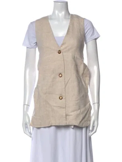 Pre-owned Dissh Linen V-neck Top In Neutrals