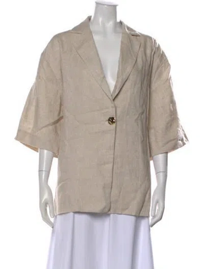 Pre-owned Dissh Linen V-neck Top In Neutrals