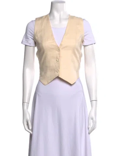 Pre-owned Dissh Linen V-neck Top In Neutrals
