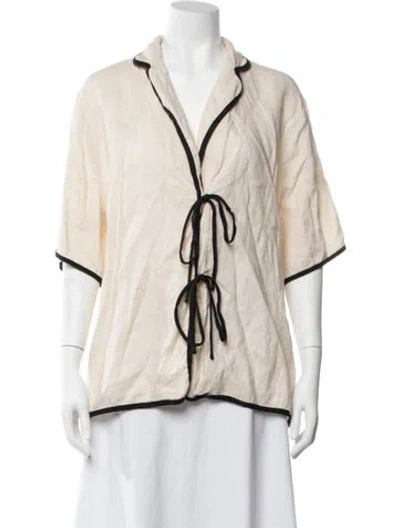 Pre-owned Dissh Linen V-neck Top In Neutrals