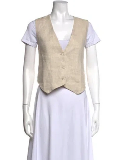 Pre-owned Dissh Linen V-neck Top In White