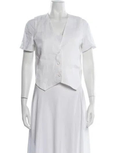 Pre-owned Dissh Linen V-neck Top In White