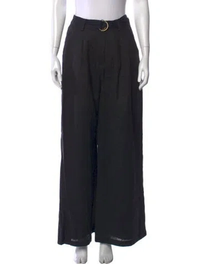 Pre-owned Dissh Linen Wide Leg Pants In Black