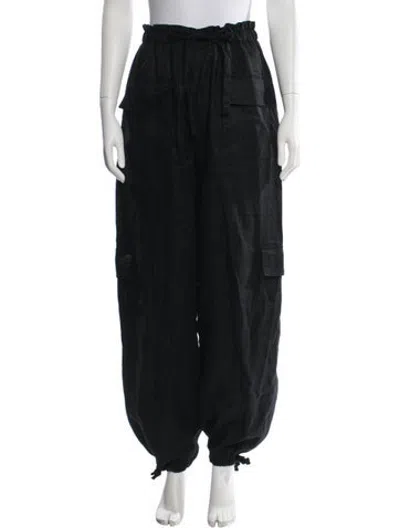 Pre-owned Dissh Linen Wide Leg Pants In Black