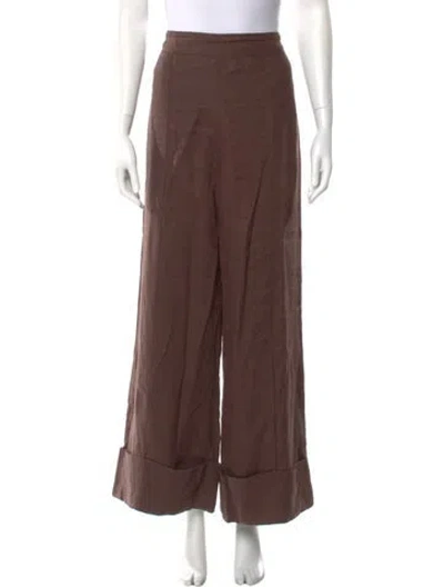 Pre-owned Dissh Linen Wide Leg Pants In Brown