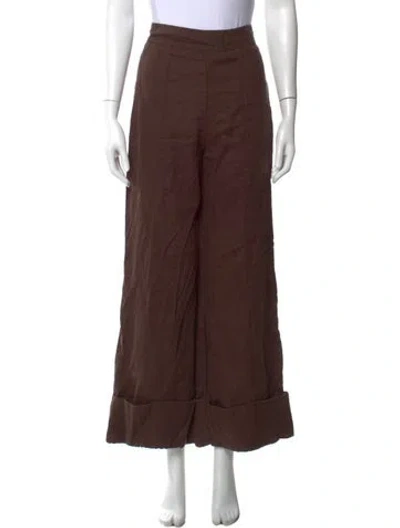 Pre-owned Dissh Linen Wide Leg Pants In Brown