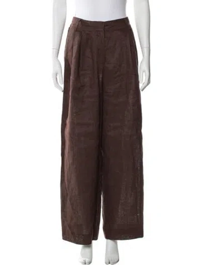 Pre-owned Dissh Linen Wide Leg Pants In Brown